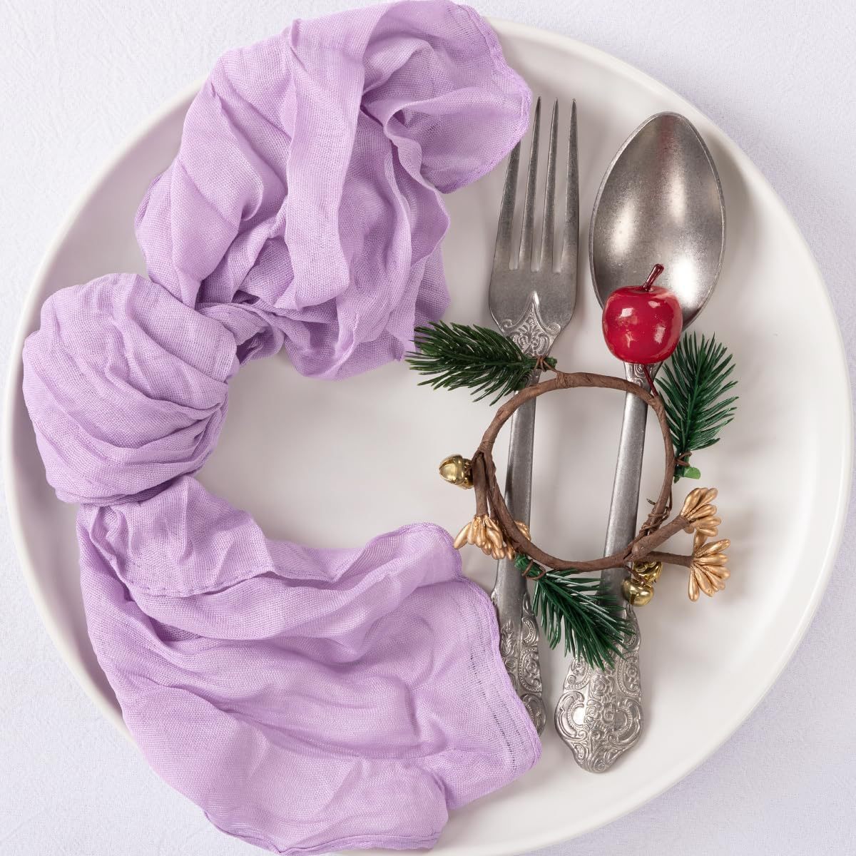 French Country Ruffled Polyester Dinner Napkin, 17 x 17 Inches