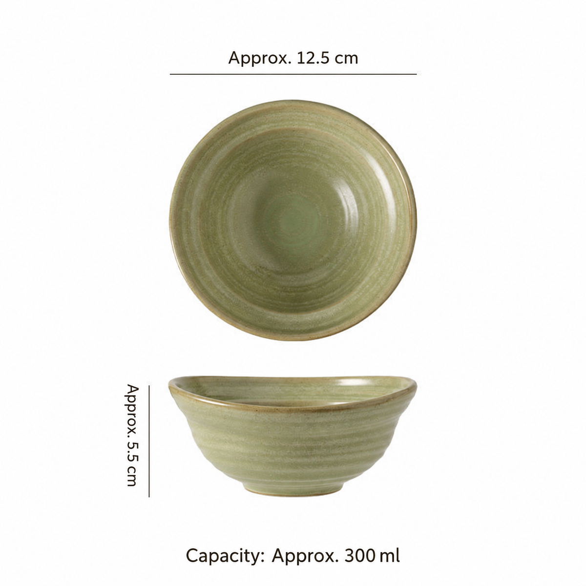 Clay Rice Bowl, 300 ml Rustic Glazed Earthenware Soup Bowl, Small Serving Bowl