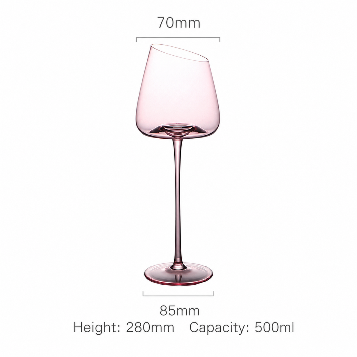 Pink Crystal Wine Glass – Luxury Angled Rim Stemmed Goblet