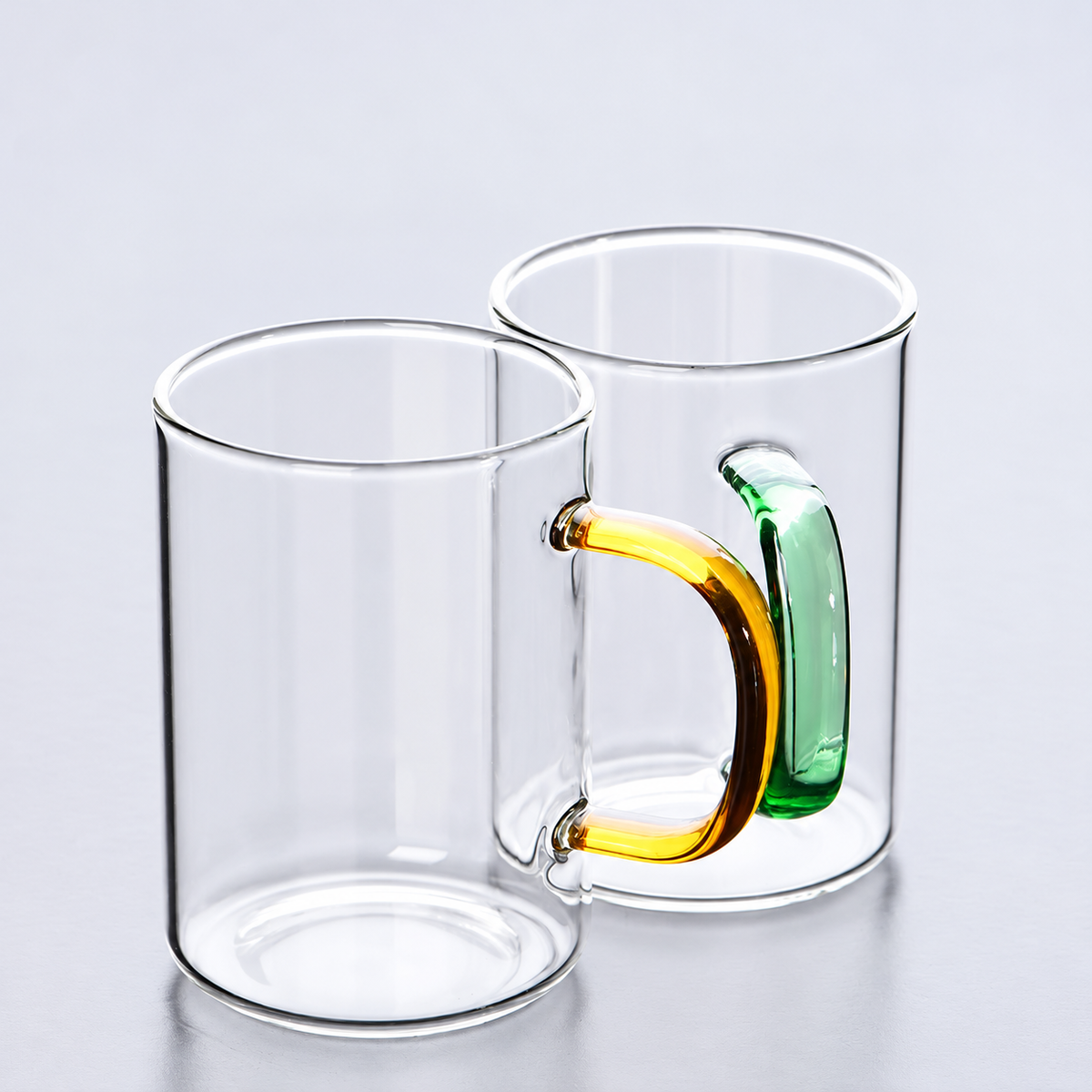 Borosilicate Glass Mug – Colorful Handle Drinking Cup