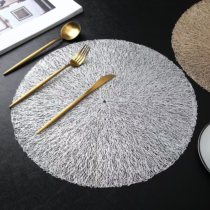 Gold Foil PVC Placemat Round Heat Resistant Table Mat