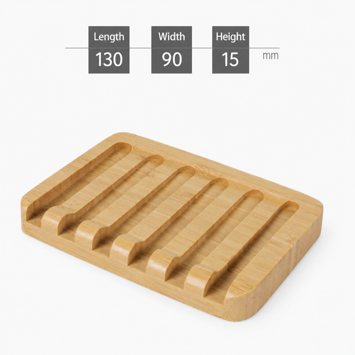 Natural Bamboo Soap Dish with Drainage Slots Wooden Soap Holder Bathroom Accessory