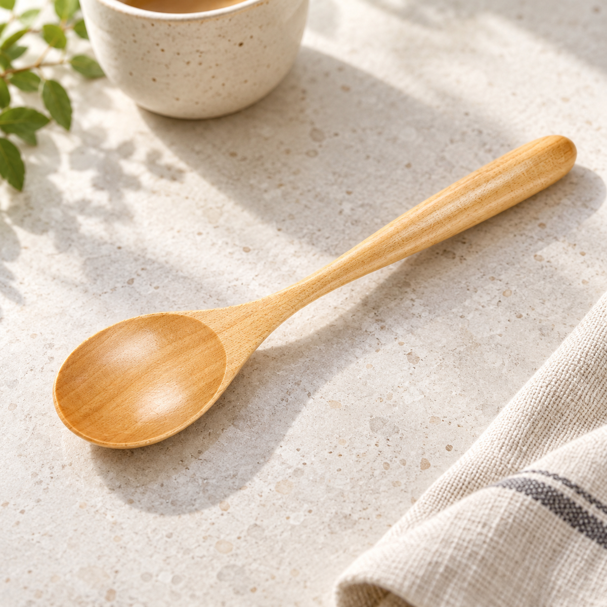 Birch Wood Round Bowl Spoon with Clear Finish