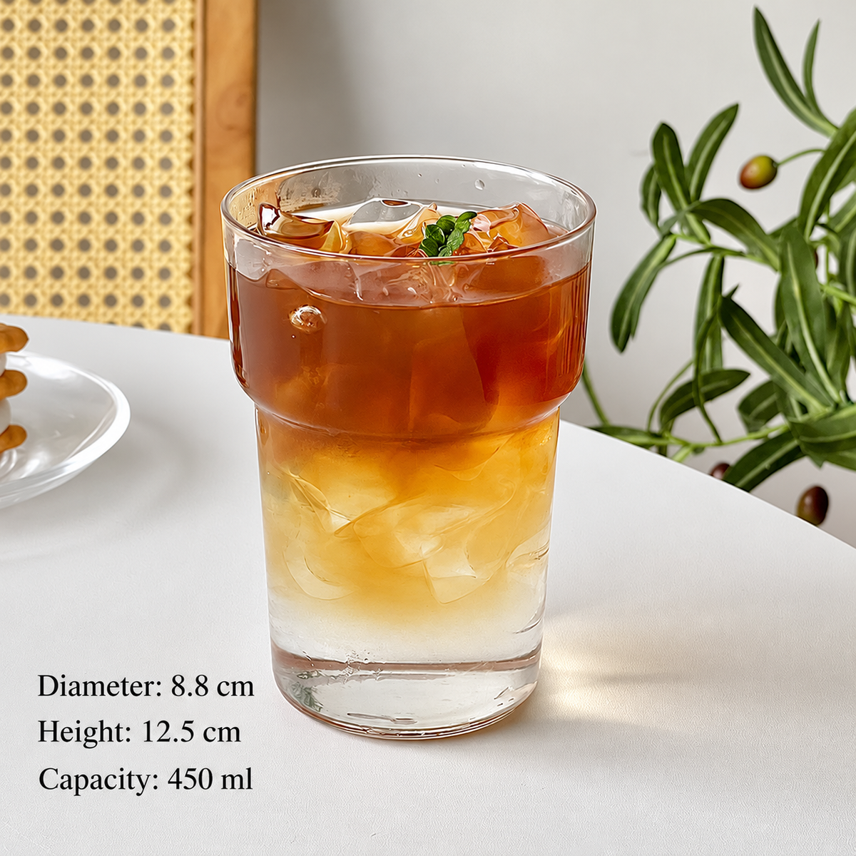 Clear Glass Coffee Cup – 360ml Iced Latte Tumbler