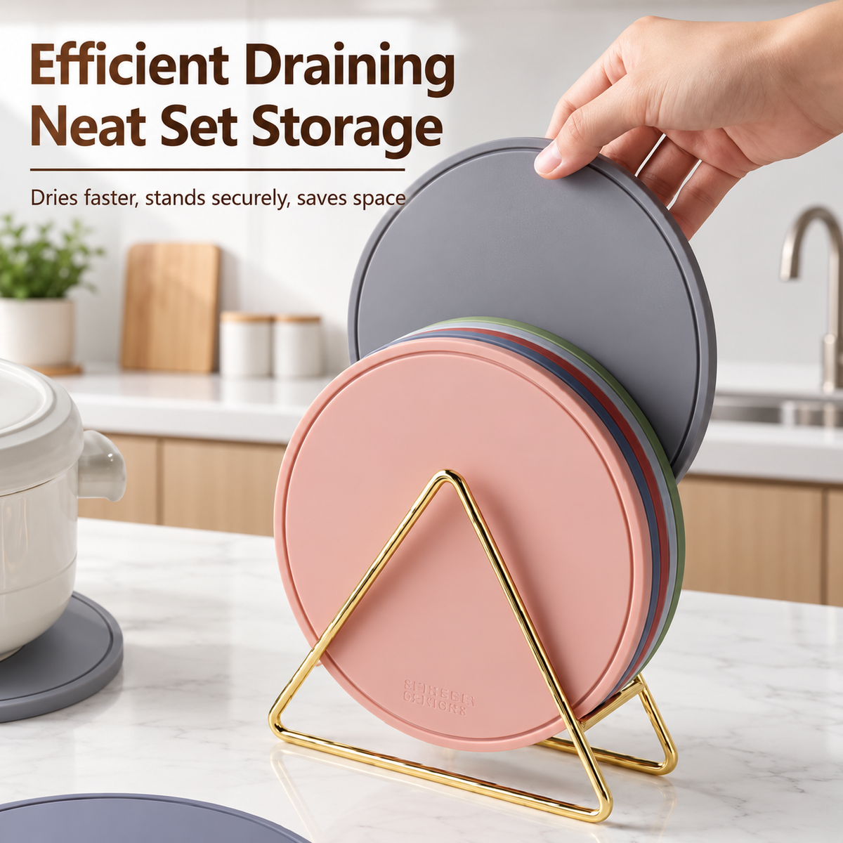 Metal Triangle Dish Rack Kitchen Plate Holder and Drying Stand