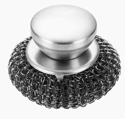 Stainless Steel Pot Scrubber with Ergonomic Metal Handle Heavy Duty Kitchen Cleaning Brush