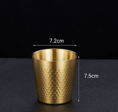 Gold Hammered 304 Stainless Steel Double Wall Drinking Cup