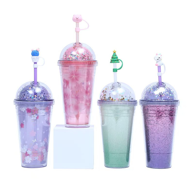 18oz Sakura Double Wall Tumbler with Straw