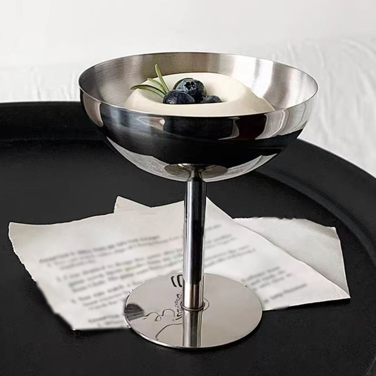 Stainless Steel Wide Mouth Stemmed Dessert Cup