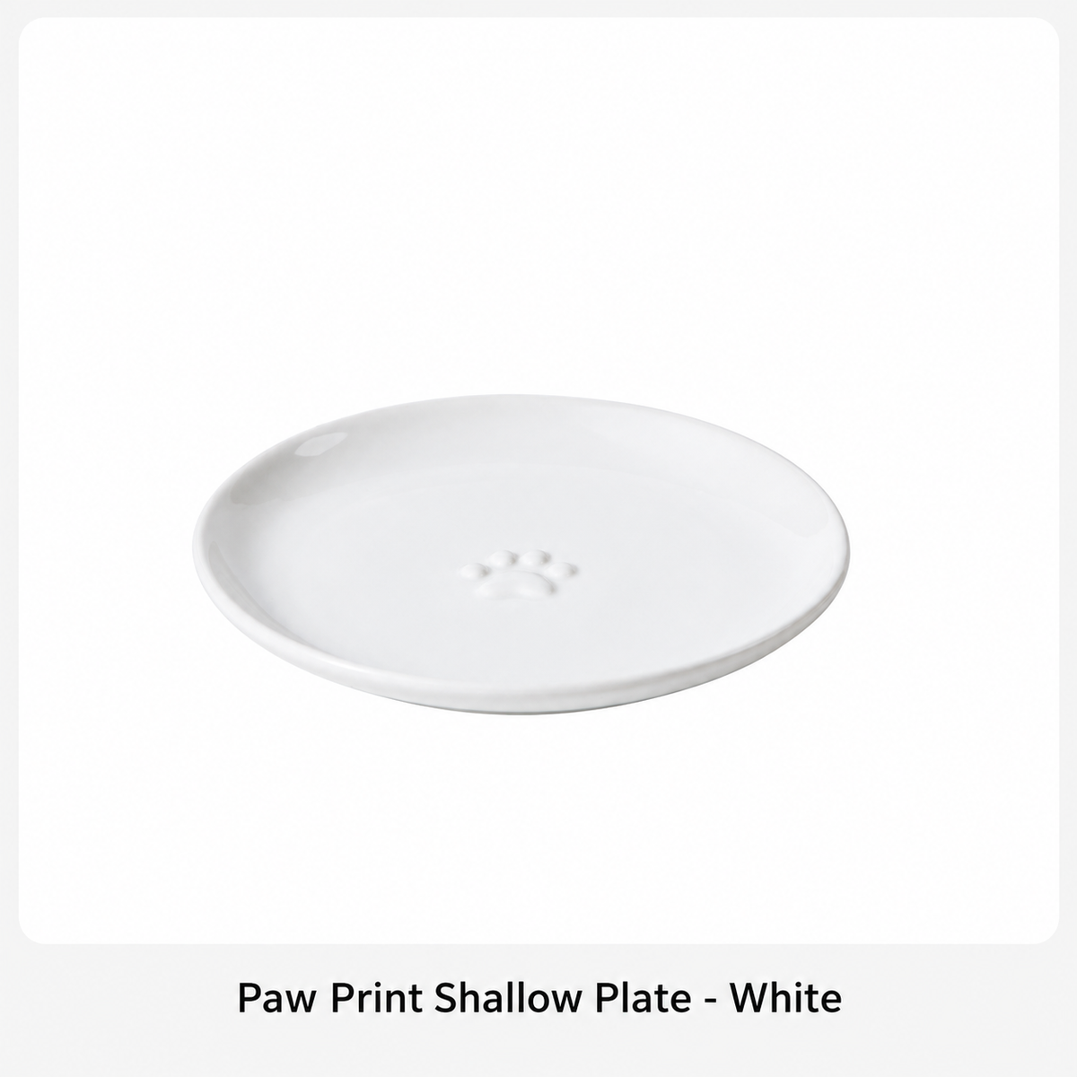 Ceramic Pet Food Bowl, Shallow Paw Print Cat and Dog Feeding Dish