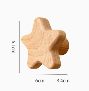 Solid Wood Wall Hook Moon Star Decorative No Drill Coat Hat Hook Cabinet Door Knob