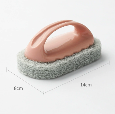 Handheld Bathroom Scrubbing Brush with Sponge Pad Ergonomic Tile Cleaning Tool