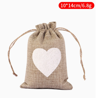 Red Heart Burlap Drawstring Gift Bag
