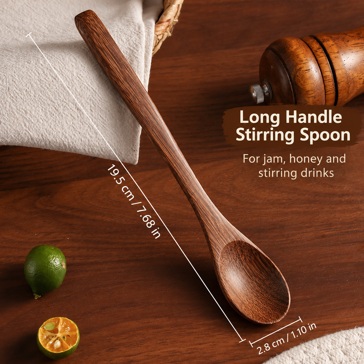 Long Handle Wooden Stirring Spoon for Tea Honey and Jam