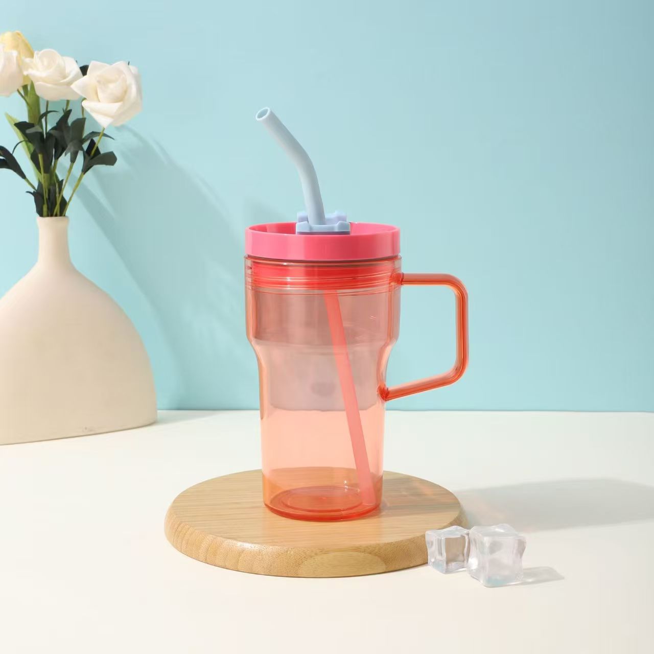 20oz Portable Plastic Tumbler with Handle