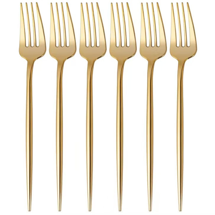 Gold Plastic Long Handle Cutlery Set