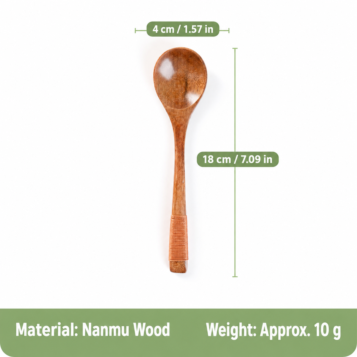 Nanmu Wood Dining Spoon with Cord Wrapped Handle