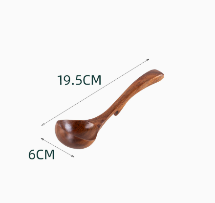 Natural Teak Wood Soup Ladle Long Handle Wooden Serving Spoon