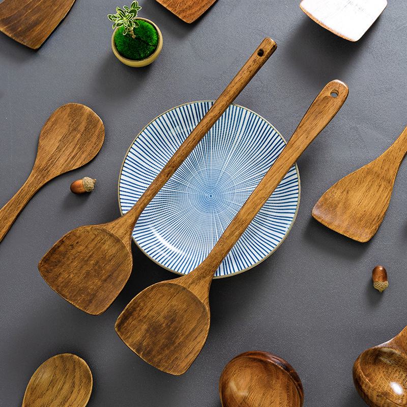 Natural Wooden Cooking Spatula Nonstick Pan Friendly Kitchen Stir Fry Utensil
