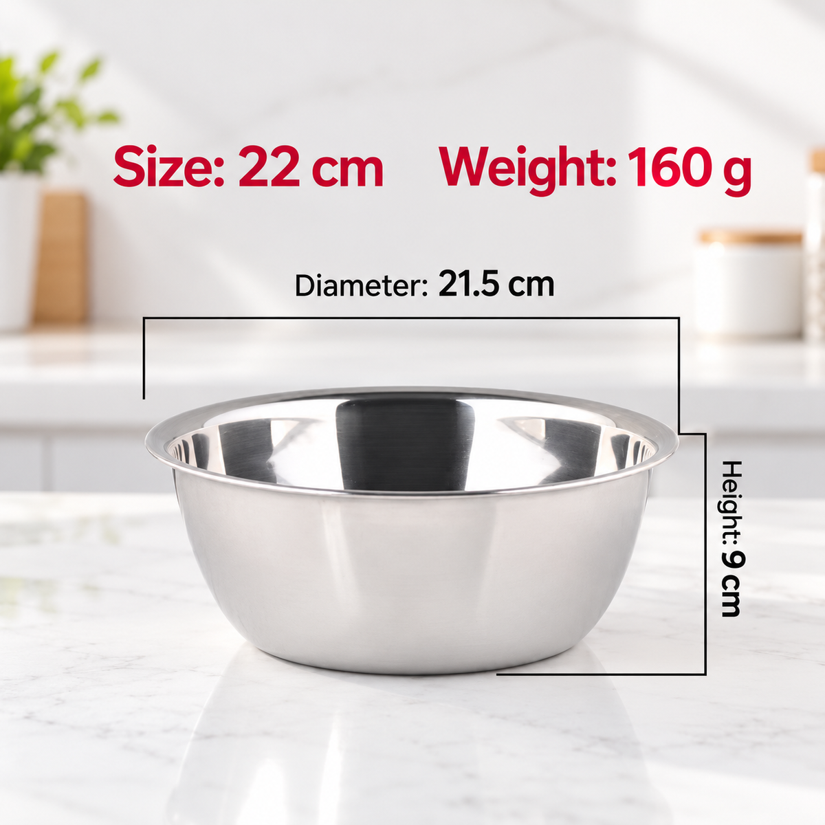 304 Stainless Steel Mixing Bowl Deep Round Kitchen Prep Basin