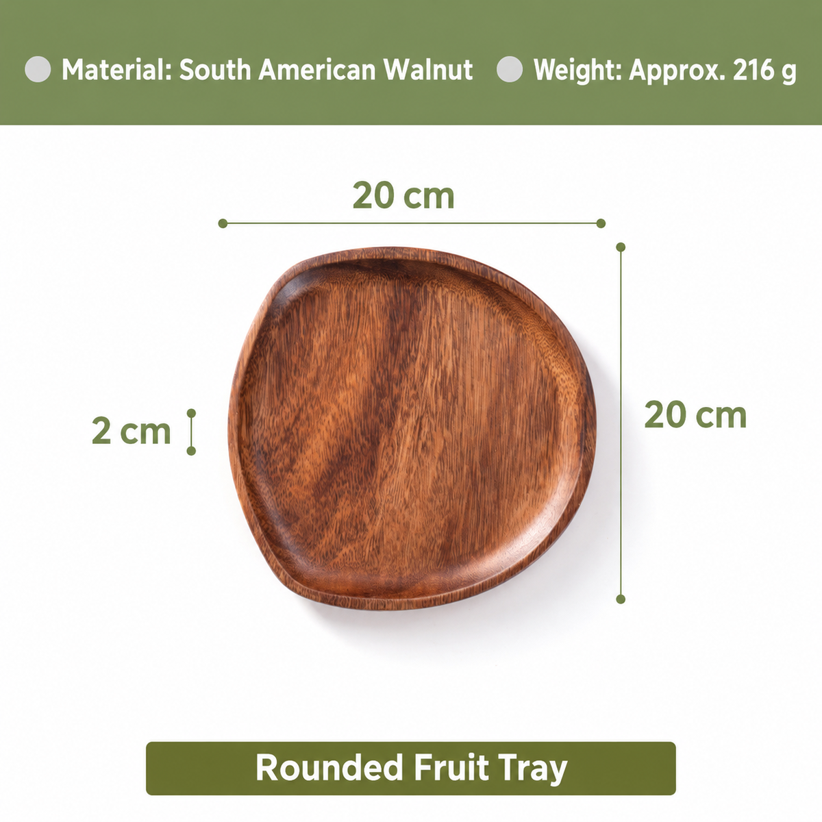 Natural Walnut Serving Tray for Fruit and Snacks in Organic Shapes