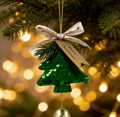 23cm Plush Christmas Tree Bell Ornament