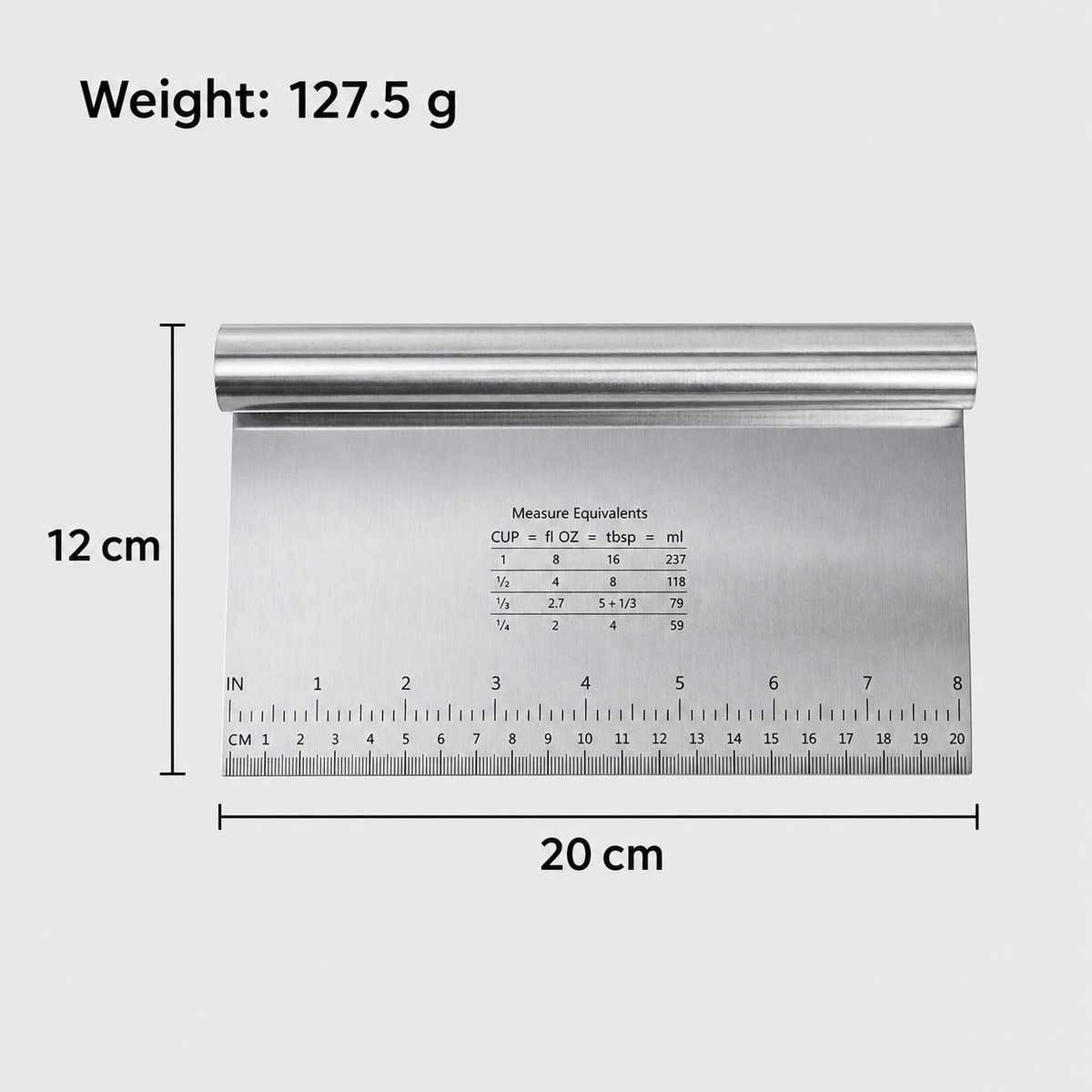 Stainless Steel Bench Scraper and Dough Cutter