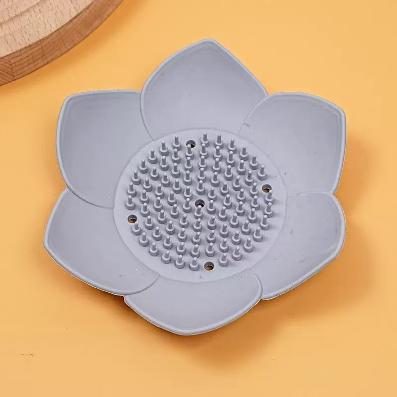 Lotus Shape Silicone Soap Dish Drain Tray