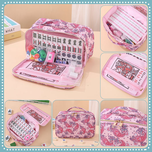 Mahjong Set Bag โ Waist Bag with Printed Mahjong Pattern, Cosmetic Bag, Multi-Functional Large-Capacity Storage Organizer