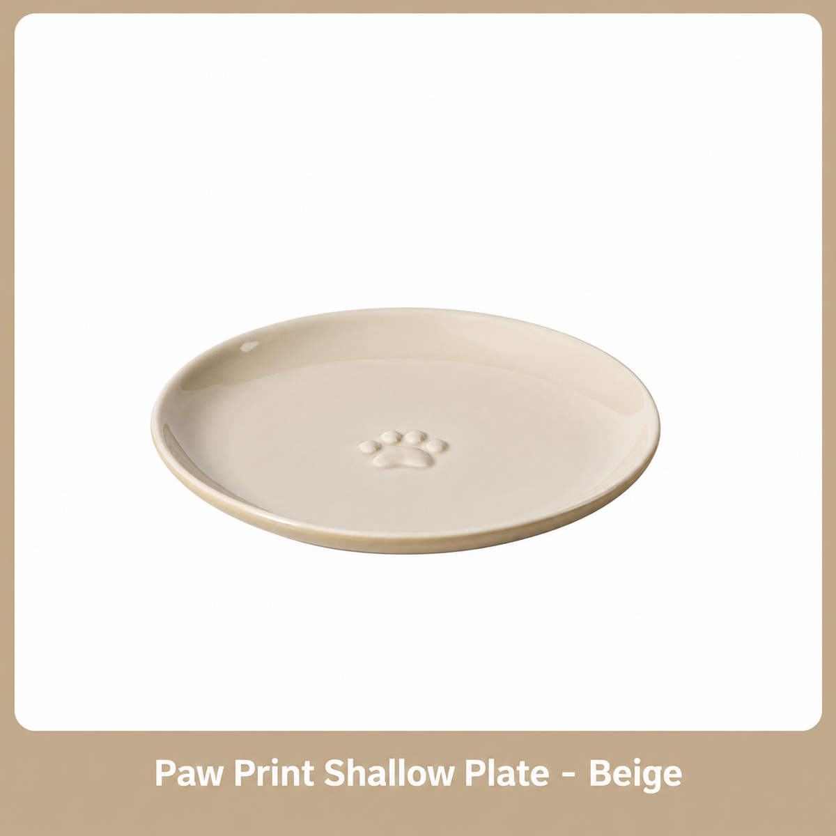 Ceramic Pet Food Bowl, Shallow Paw Print Cat and Dog Feeding Dish