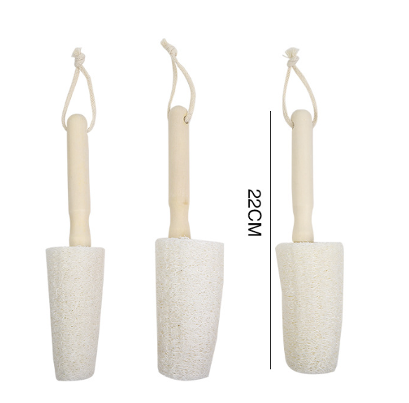 Natural Loofah Bottle Brush with Wooden Handle