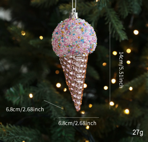 Pink Candy Christmas Tree Ornament Glitter Donut Ice Cream Gift Box Decoration