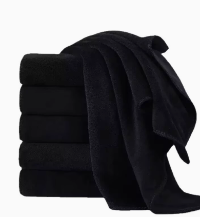 Black Microfiber Towel, Soft Quick Dry Absorbent Cleaning Cloth
