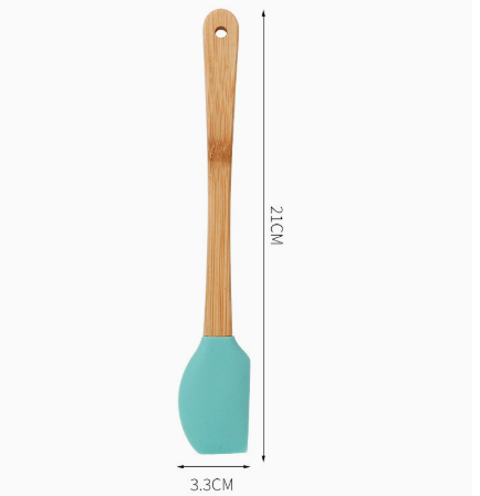 Mini Silicone Baking Spatula with Wooden Handle