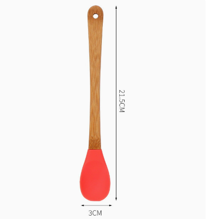 Mini Silicone Baking Spatula with Wooden Handle