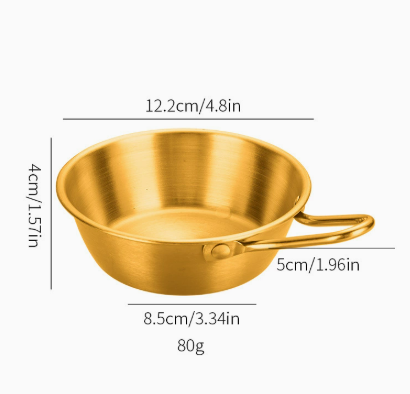 Gold 304 Stainless Steel Rice Wine Bowl with Handle