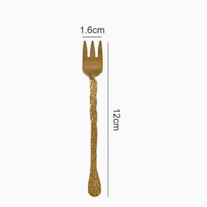 Vintage Gold Stainless Steel Dessert Fork Tree Pattern