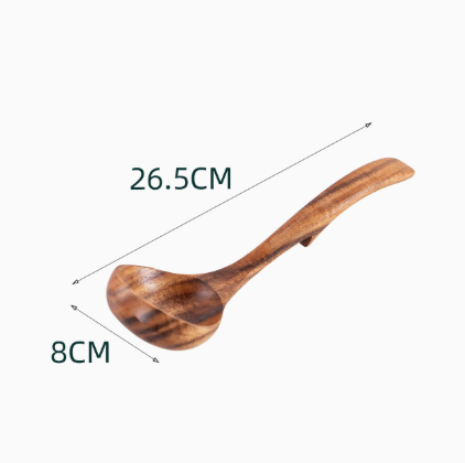 Natural Teak Wood Soup Ladle Long Handle Wooden Serving Spoon