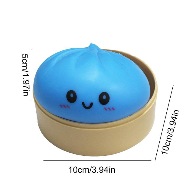 Cute Steamed Bun Squishy Stress Relief Toy with Bamboo Steamer Container