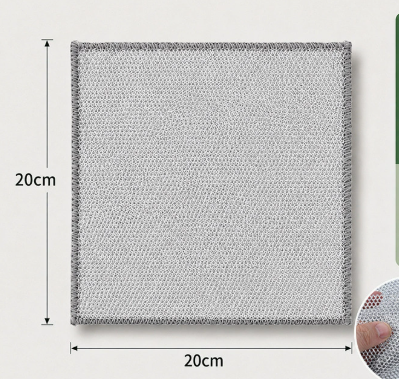 Double Layer Silver Wire Kitchen Cleaning Cloth Heavy Duty Non Scratch Dish Scrubbing Towel