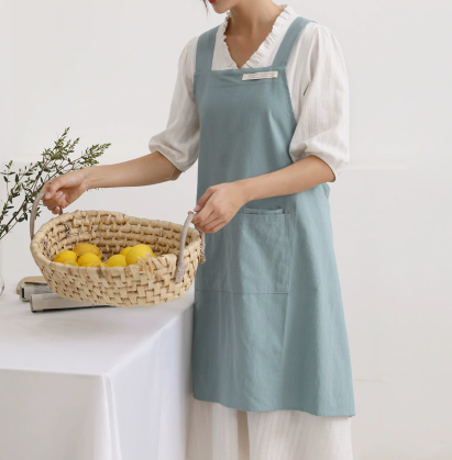 Cotton Linen Apron Kitchen Cooking Baking Household Work Apron