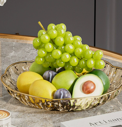 Luxury Clear Glass Fruit Bowl, Decorative Serving Dish