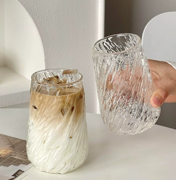 Textured Borosilicate Glass Coffee Cup Modern Handleless Tumbler