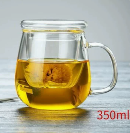 High Borosilicate Glass Tea Cup with Tea Water Separation