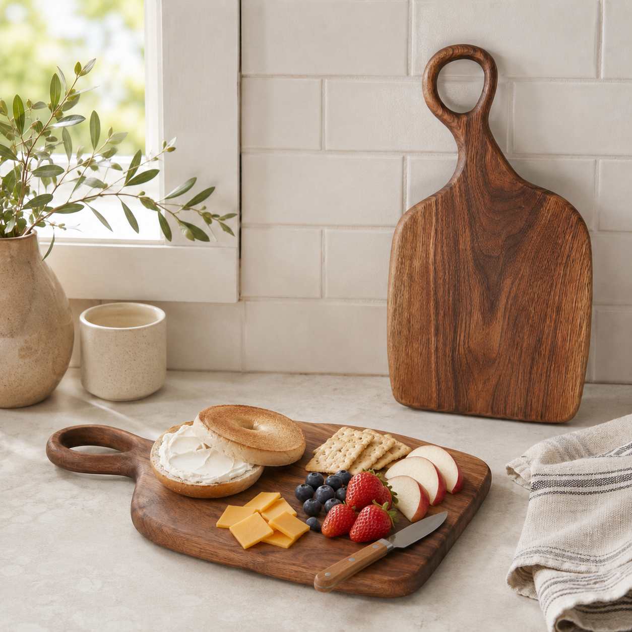 Couple Black Walnut Cutting Board Set – 1.5 cm Thick Wooden Cheese & Serving Boards