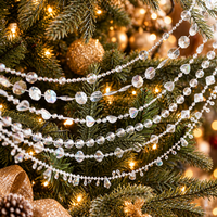 Clear Acrylic Crystal Bead Garland Christmas Tree Hanging Decorative Strand