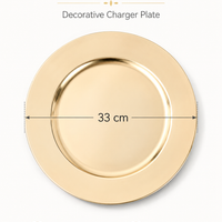 Gold Plastic Charger Plate Easy Clean Non-Toxic Decor Table Plate