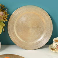 Gold Plastic Charger Plate Easy Clean Non-Toxic Decor Table Plate