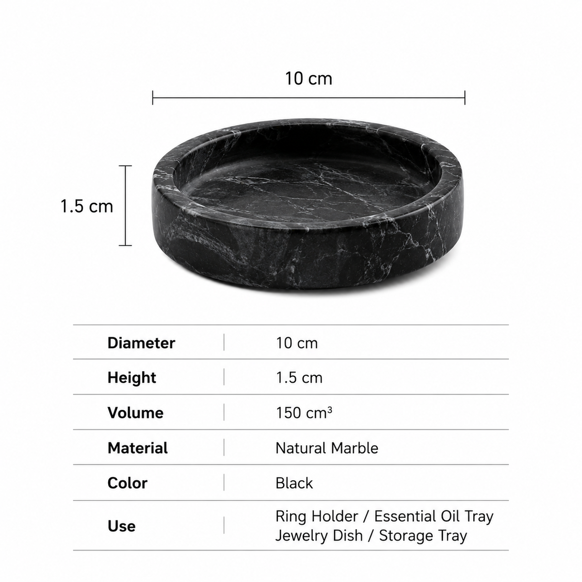 Natural Marble Vanity Tray – Ring, Jewelry & Essential Oil Holder