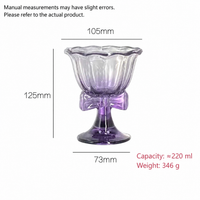 Vintage Bow Dessert Cup, 220ml Purple Glass Pedestal Bowl